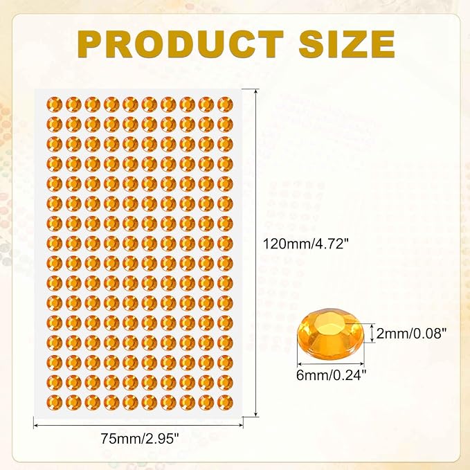 HARFINGTON 5 Sheet/800pcs Rhinestone Adhesive Stickers Self Adhesive Acrylic - Image 2