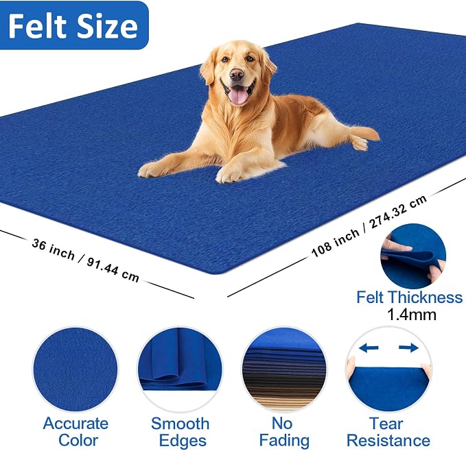 XSEINO Royal Blue Large Felt Fabric 108" X 36 ", 1.4 mm Thick Soft Felt Fabric - Image 2