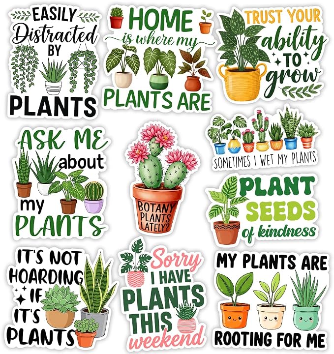 MAIANEY | Funny Plant Lover Sticker Pack 3 Inch – 10PCS Waterproof Vinyl by Maianey