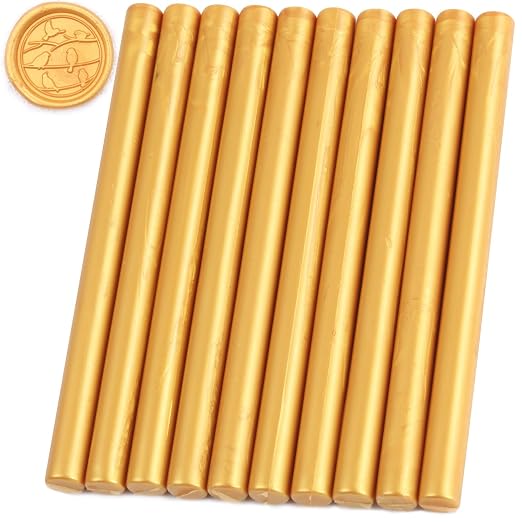 Gold Sealing Wax Sticks, HOSEALING 10pcs Glue Gun Sealing Wax Sticks by HOSEALING
