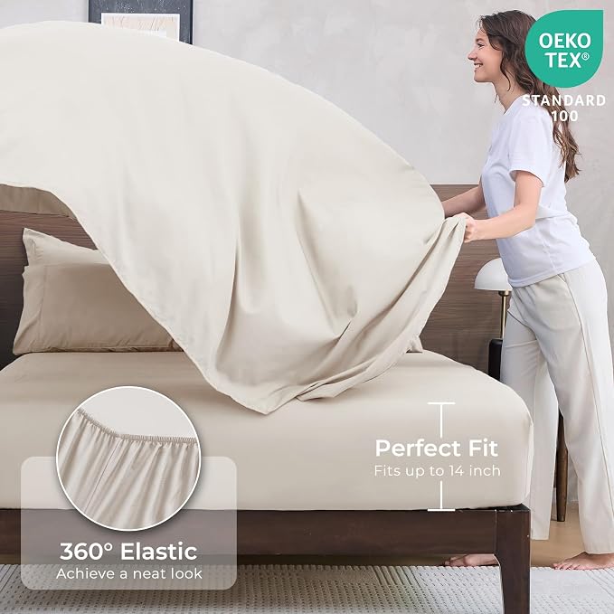 HEVUMYI Beige Tan King Comforter Set - Image 5