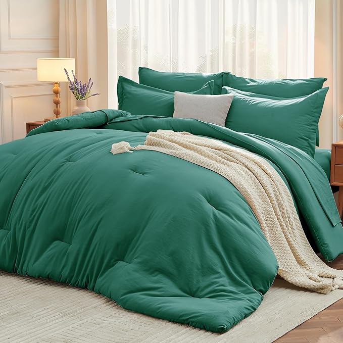 MUXHOMO 7 Pieces Queen Comforter Set, Soft Bed in a Bag Queen Size, All Season by MUXHOMO