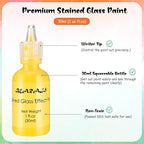 Bearals Stained Glass Paint, 12 Colors Glass Paint Set, Non-Toxic Window Glass - Image 3