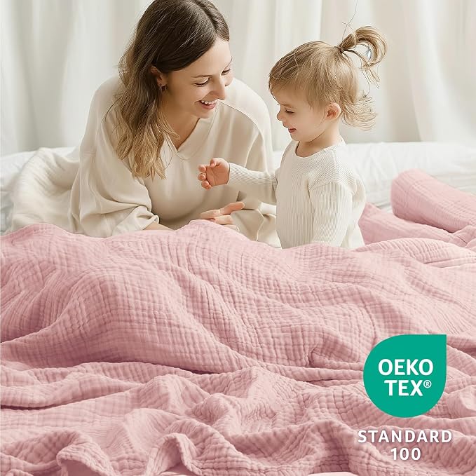 100% Cotton Muslin Blanket King 108" x 90", 6 Layers Breathable and Lightweight - Image 5