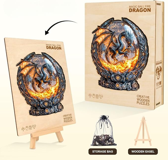 Magic Ball Fire Dragon Puzzles Adults Gifts Wooden 95 Pieces 8.5 * 7.8in - Image 5