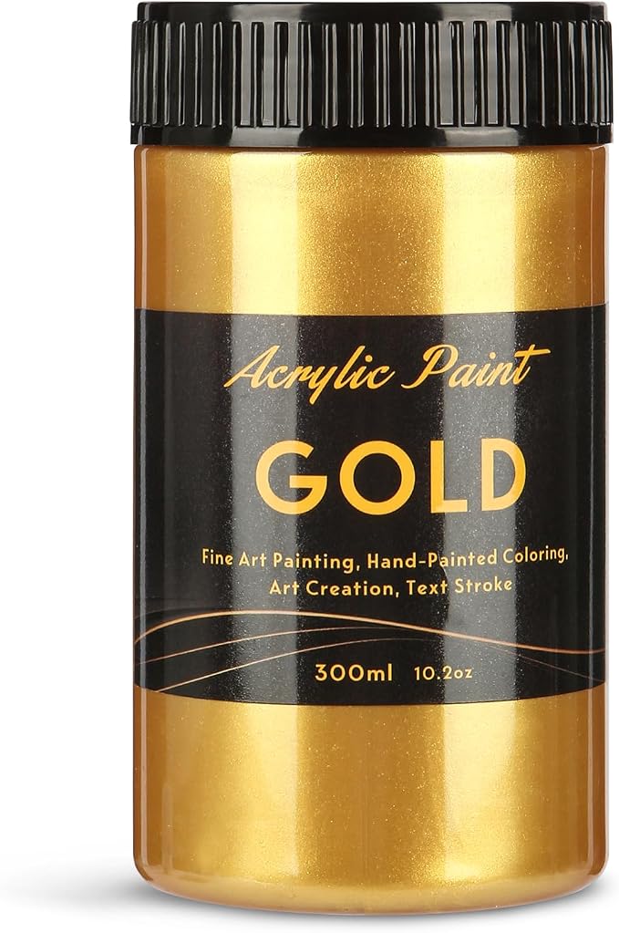 300ml Gold Metallic Acrylic Paint, Non Toxic Waterproof Gold Metallic Acrylic - Image 9