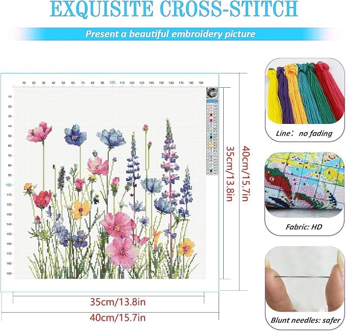 KYOQFVN Flower Stamped Cross Stitch Kits - Image 3