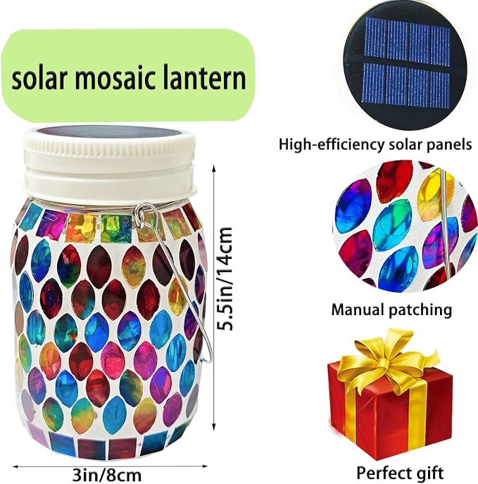 Mosaic Lanterns Outdoor Garden Decor Waterproof Lights, Solar Mosaic Christmas - Image 3