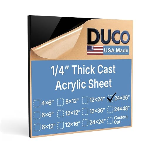Duco Black Cast Acrylic Sheets 1/4" Thick 24" x 36" by DucoPlasticsSupply