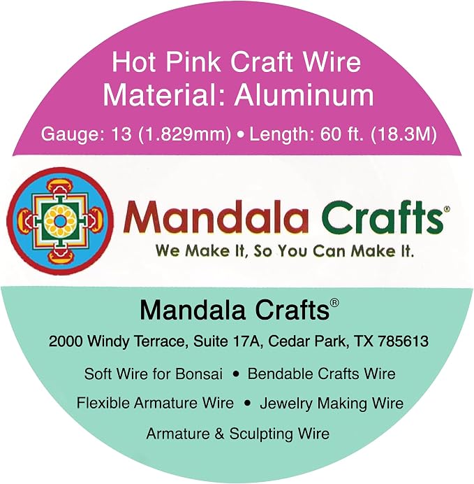 Mandala Crafts 13 Gauge Hot Pink Anodized Aluminum Craft Wire, 60 FT | Colored - Image 3
