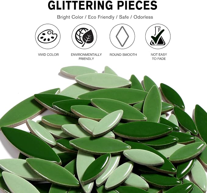 Yoption Petal Mosaic Tiles for Crafts, 200g Flower Leaf Ceramic Tiles Pieces - Image 4
