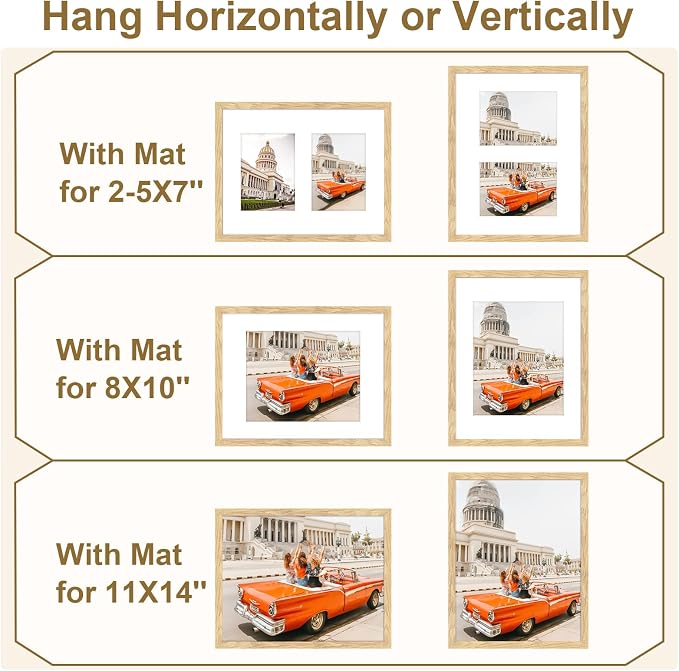 ATOBART 11x14 Picture Frame Set of 4, 8x10 - Image 5