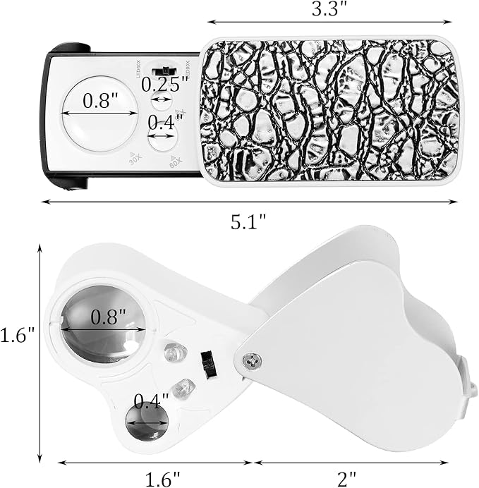 2 Pieces Jewelers Loupe 30X 60X 90X Illuminated Eye Loupe Magnifier Jewelry - Image 2