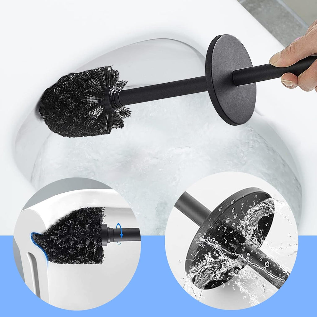 Toilet Brush and Holder Matte Black Toilet Bowl Brush Wall Mounted Toilet Brush with Lid