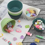 24 Pack Silicone Baking Cups Reusable Muffin Liners Non-Stick Cup Cake Molds - Image 7