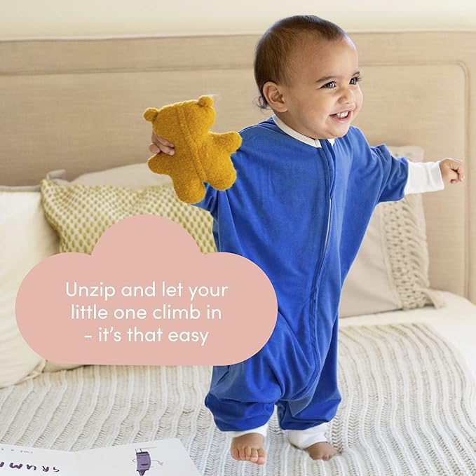 SleepingBaby Flying Squirrel Toddler Pajamas with Practical Zipper for Quick Diaper Changes and Travel Comfort - Navy - 4-5T