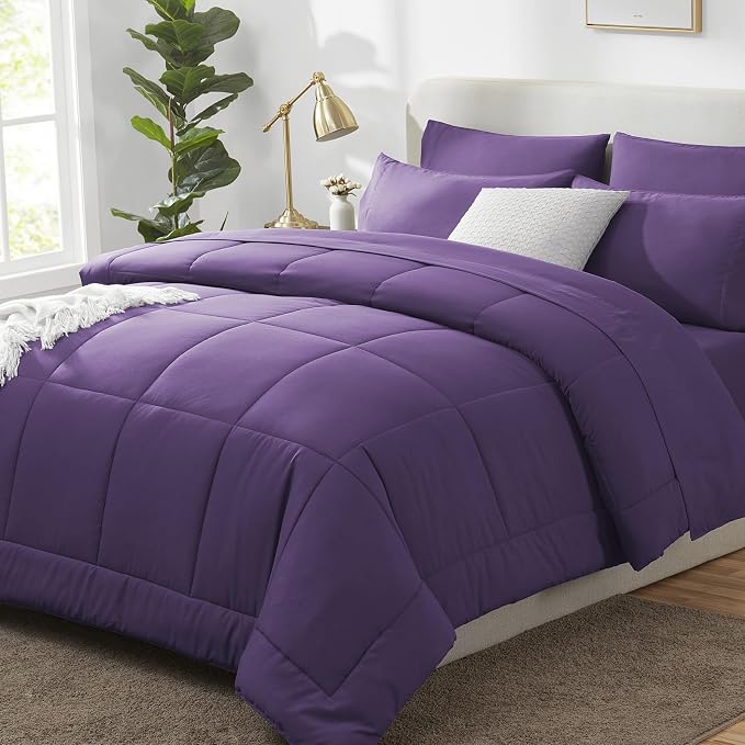 CozyLux Full Size Comforter Sets Purple, 7 Pieces Bed in a Bag, All Season by CozyLux