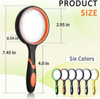 Leffis 6 Pack Magnifying Glass, 75mm 10X Multicolour Magnifying Glasses Lens - Image 4