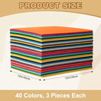 120PCS, 1mm Stiff Felt Fabric Sheets, 40 Assorted Colors, Felt Sheets - Image 2