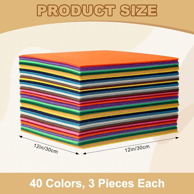 120PCS, 1mm Stiff Felt Fabric Sheets, 40 Assorted Colors, Felt Sheets - Image 2