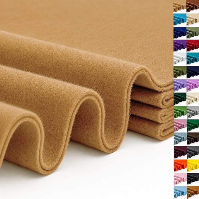 Tan Large Felt Fabric 36" x 36", 1.4 mm Soft Felt Sheet, Nonwoven Fabric by ZANEXIR
