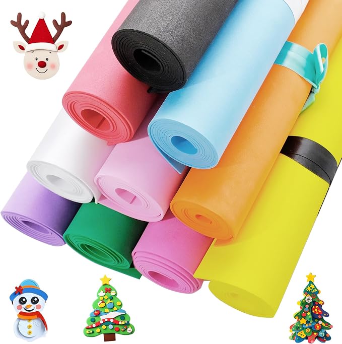 TANEMUDO 10 Pcs Craft Foam Sheet Roll in 10 Colors, Bulletin Board, and Cosplay by TANEMUDO