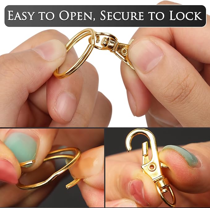 Gold Keychain Making Kit 50PCS – 25 Lobster Claw Clasps & 25 Key Rings - Image 5