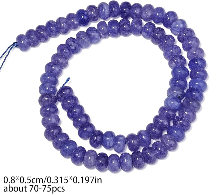Songxi 5x8mm Natural Purple Blue Colored Jade Stone Rondelle Beads, Gemstone - Image 2