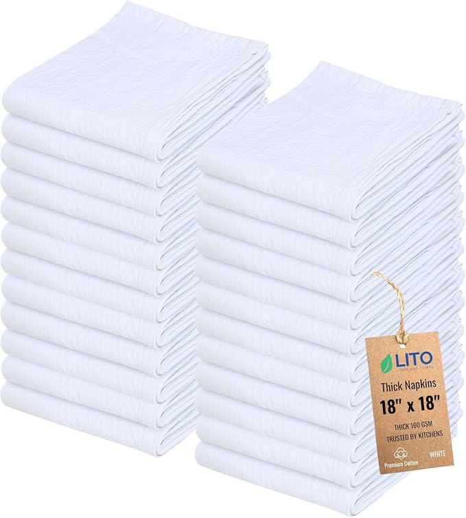 Thick Cotton Napkins – Flour Sack Napkin by LITOLinenandTowel