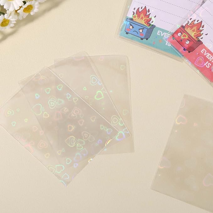Penitue Photocard Sleeves, 9.1x6.5cm/3.58x2.56in Laser Flashing Card Sleeves - Image 3