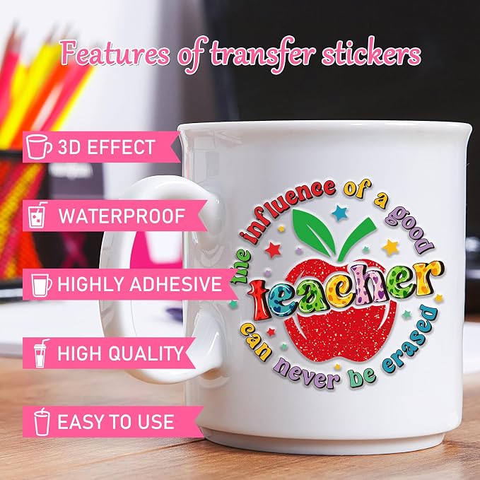 Rngmsi 20 Sheets Teacher Leopard Print UV DTF Cup Wrap Cold UV DTF Stickers | - Image 3