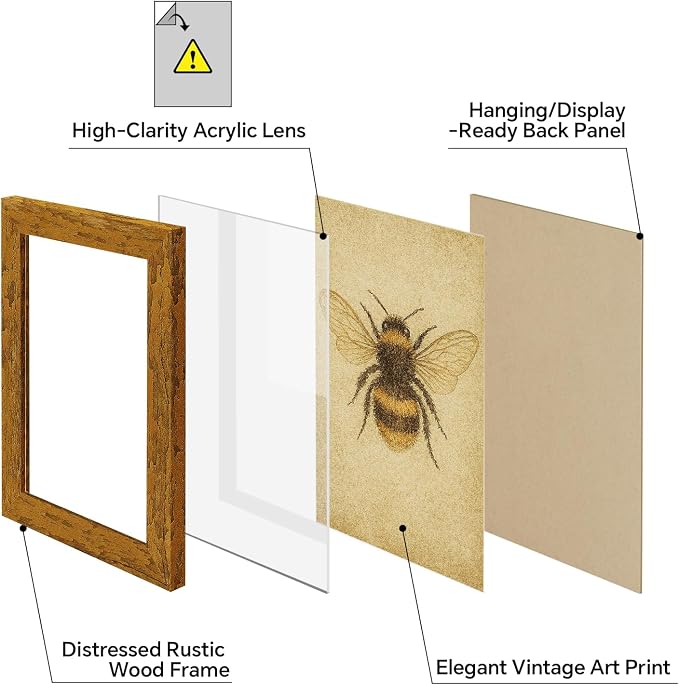 puthiac 11x14 Rustic Farmhouse Picture Frame, Honey Oak, 1 Pack | Distressed - Image 2