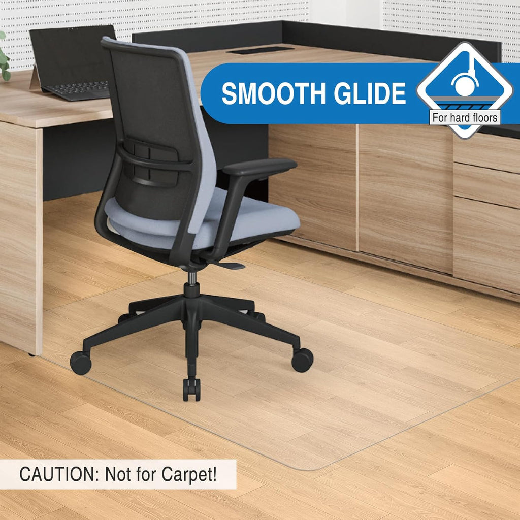 Clear Chair Mat, 75" x 60" Large Chair Mat for Hard Floors, Easy Glide Desk Mat for Rolling Chair, Anti-Slip Vinyl Floor Mat for Home Office Living Room, Clear