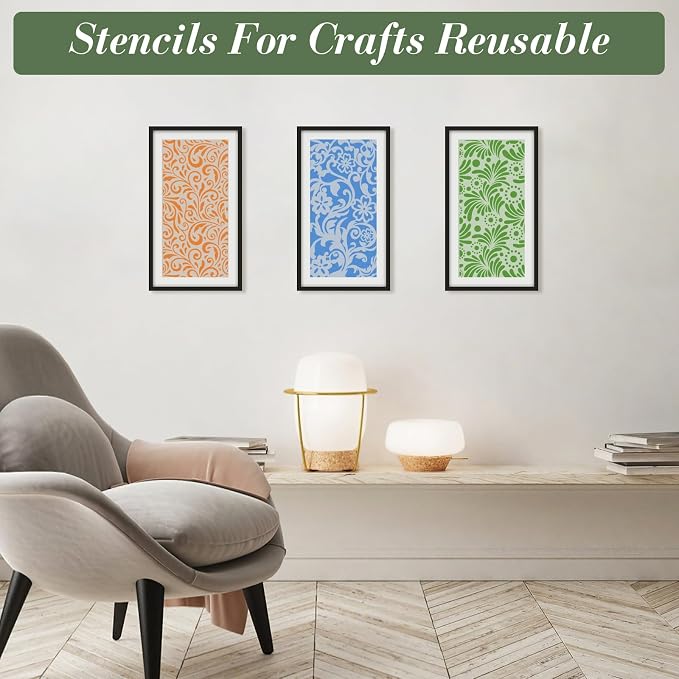 Texture Stencils for Crafts Reusable 16Pcs Stencils | DIY Art Painting Stencil - Image 2