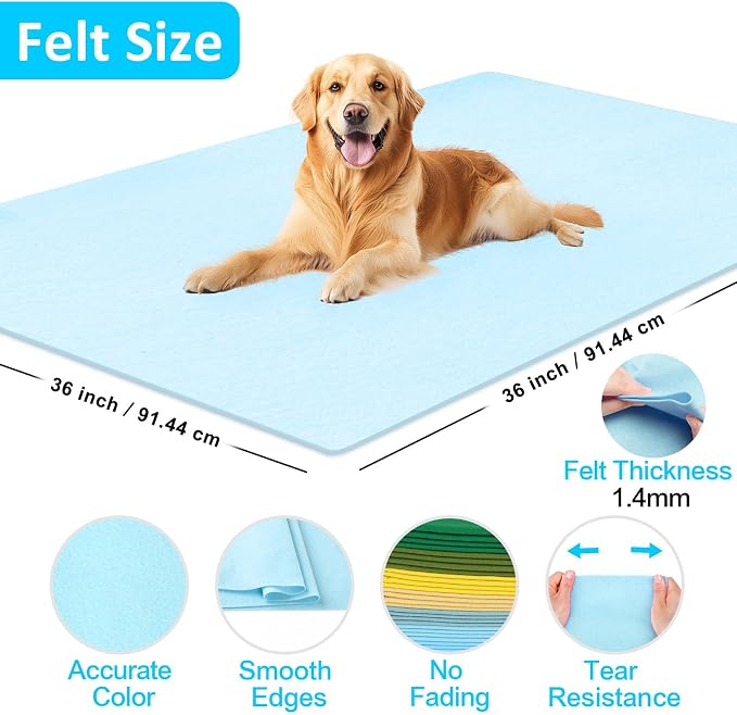 XSEINO Baby Blue Large Felt Fabric 36" X 36 ", 1.4 mm Thick Soft Felt Fabric - Image 2