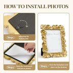 Cuspin 5x7 Picture Frame Gold Picture Frames, Ornate Vintage Ginkgo Leaf - Image 6