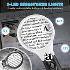 Compact Magnifying Glass with Lights, 3 LED Light Magnifying Glass - Image 4