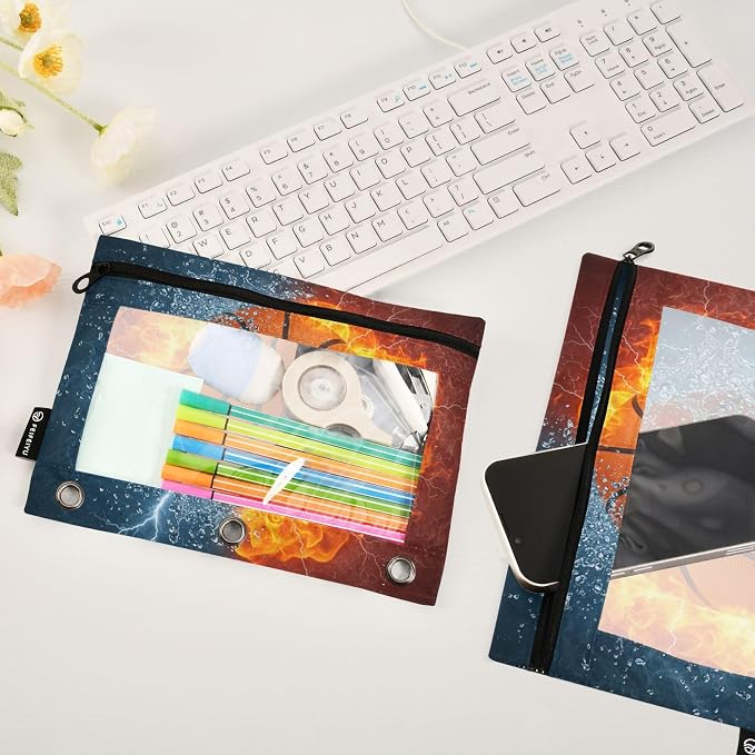 Basketball Ball Pencil Pouch for 3 Ring Binder, 2 Pack Waterproof Pencil Bags - Image 5