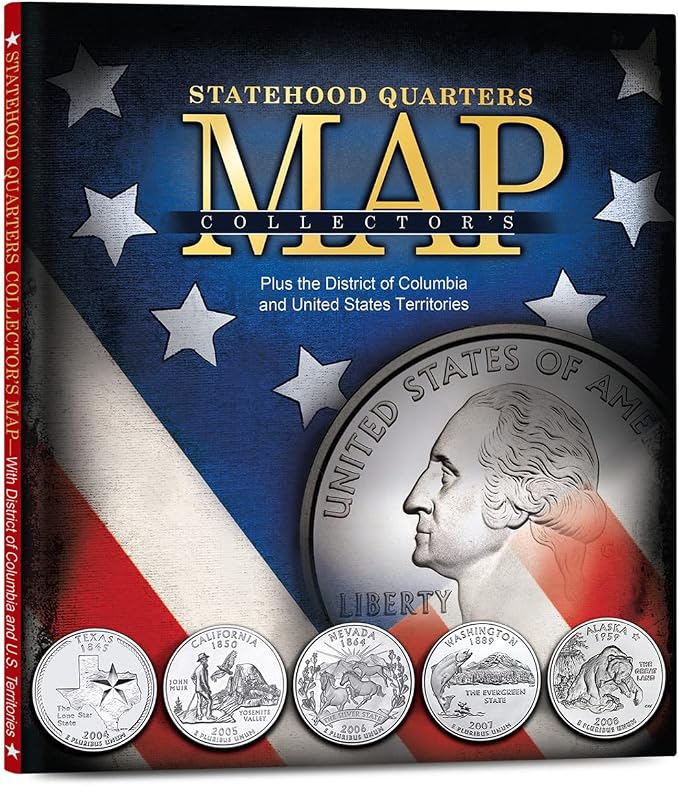 Whitman Coin Collector’s Board Compact Coin Coin Map US State Quarter Series by Unknown