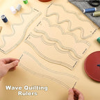 Sinload 5 Pcs Quilting Ruler and Templates 10.24 Inches Waves Ruler Acrylic - Image 3