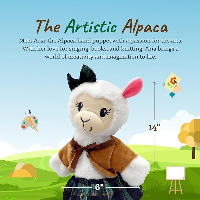 Sharewood Forest Friends Aria The Alpaca Hand Puppet - Image 3