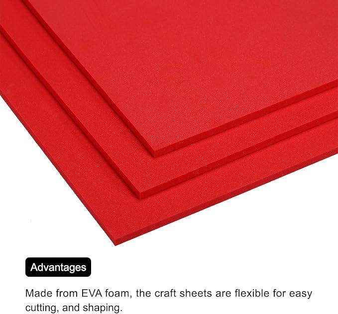 MECCANIXITY EVA Foam Sheets Red 9.8 Inch x 9.8 Inch 5mm Thick Crafts Foam Sheets - Image 4