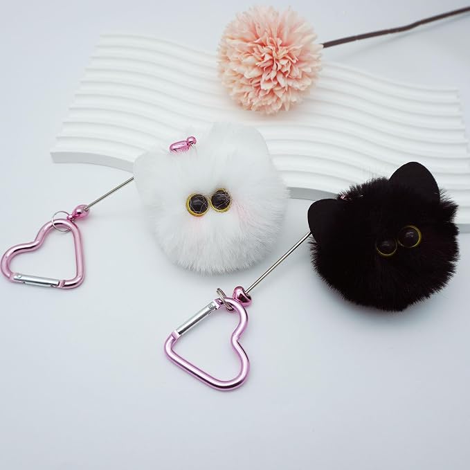 Beadable Heart Pom Pom Keychain Blank Bar by Unknown