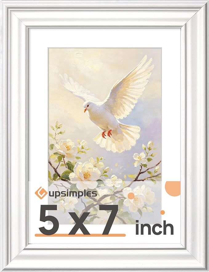 upsimples 5x7 Picture Frame, Vintage Frames Decor, Wall or Tabletop Display by upsimples