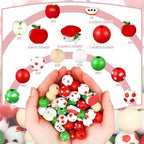 Qunclay 200 Pieces Apple Wooden Beads Thanksgiving Fall Beads - Image 2