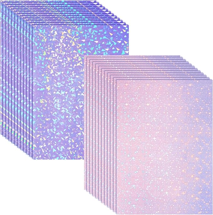 Clabby 36 Sheets Holographic Sticker Paper A4 Vinyl Holographic Laminate Sheets by Clabby