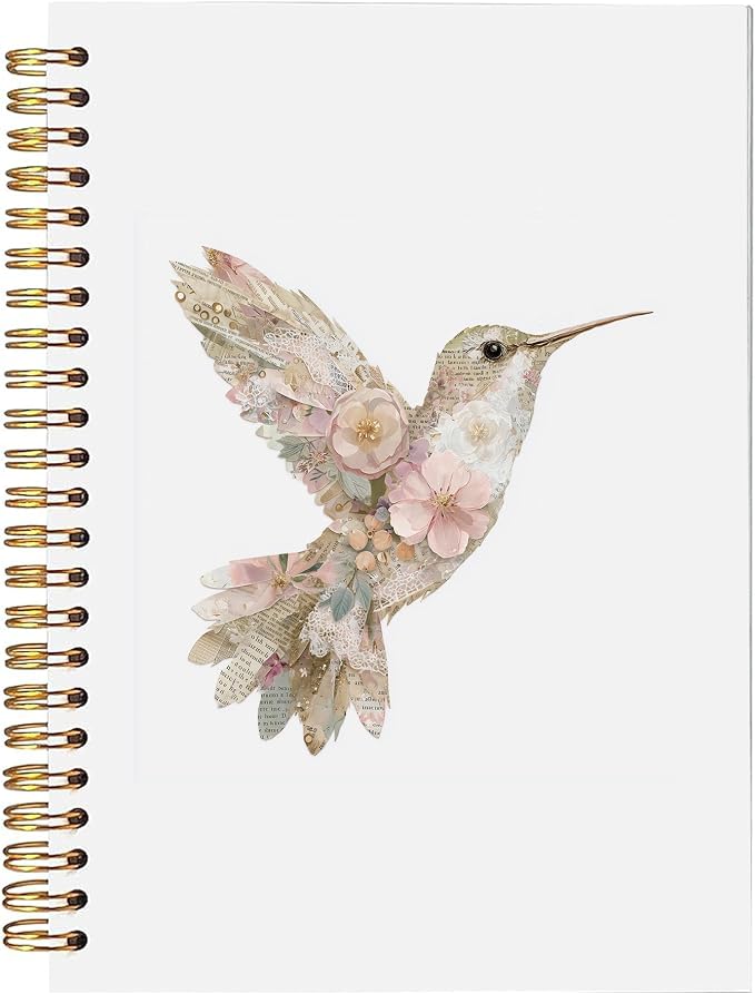 Vintage Floral Hummingbird Spiral Notebook, Hummingbird Lovers Gifts by bitkan