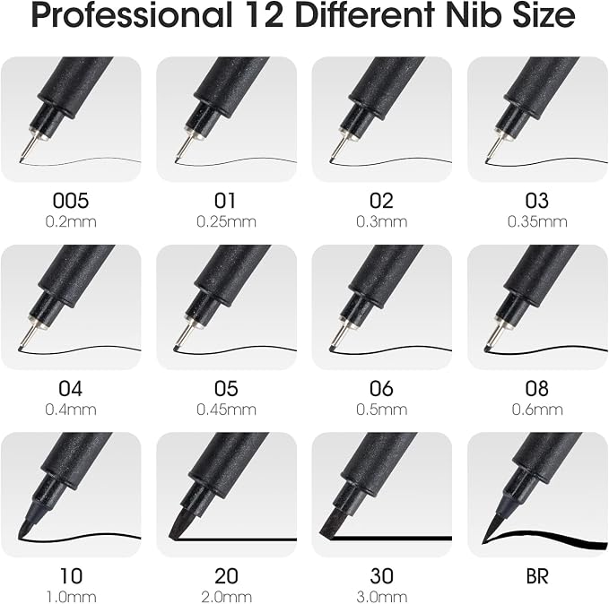 TWOHANDS Art Pens, Fineliner Ink Pens, Pigment Pen, Fine Point, Waterproof - Image 2