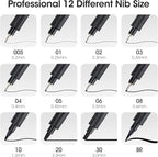 TWOHANDS Art Pens, Fineliner Ink Pens, Pigment Pen, Fine Point, Waterproof - Image 2