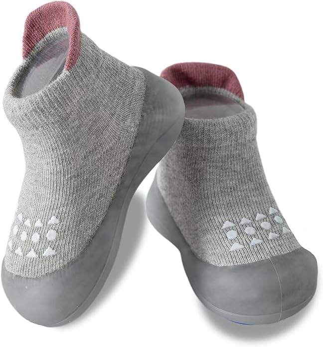 Hstyle Baby Sock Shoes Toddler Walking Shoes Infant Non-Slip Slippers Soft Rubber Sole Sneakers for Baby Boys Girls